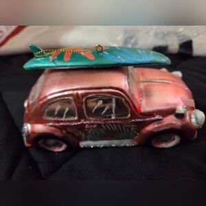 Volkswagen Pink Beetle Glass Christmas Tree Ornament